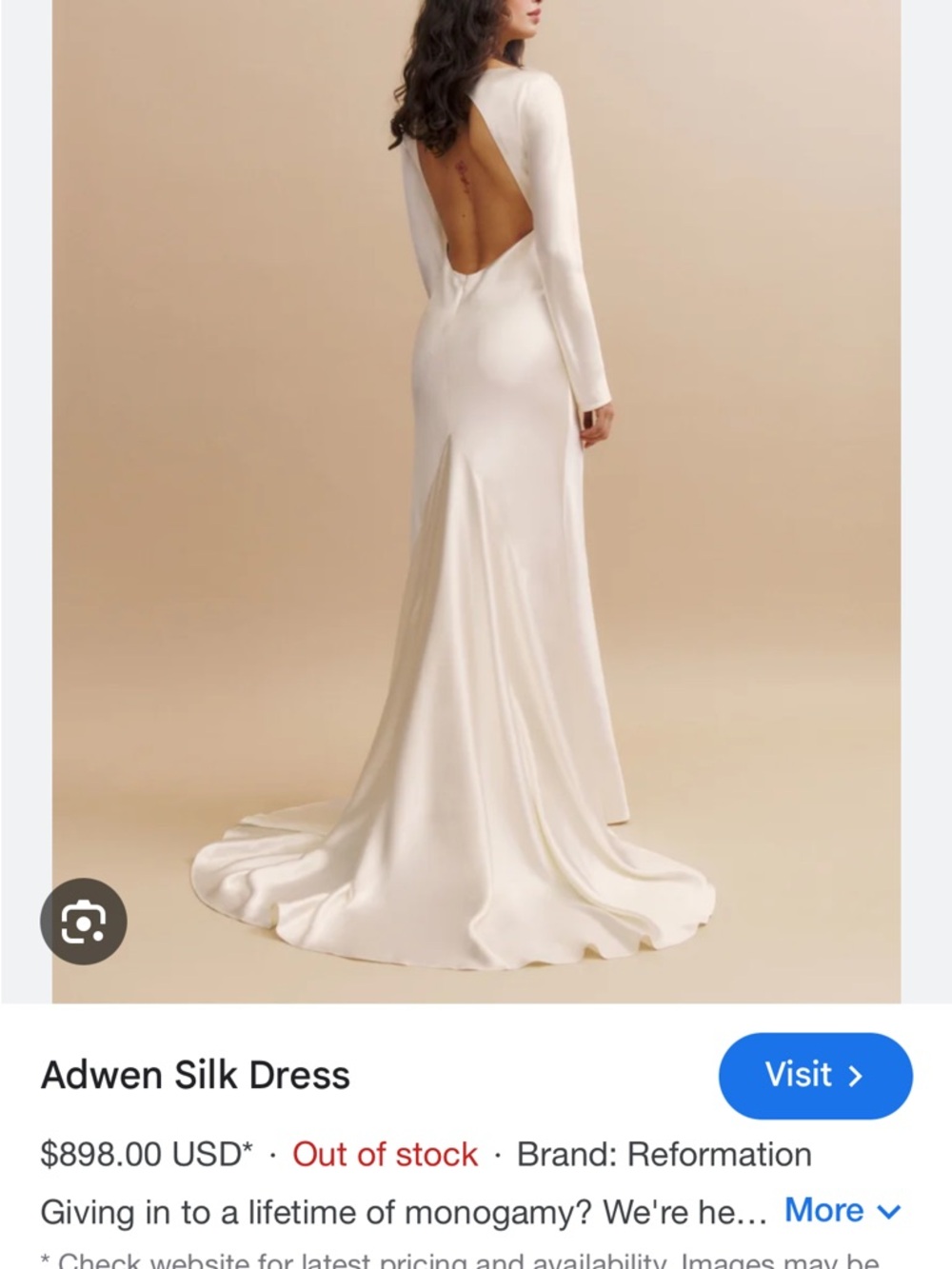 Reformation Adwen Ivory Long-Sleeve Minimal Gown - Picture 2 of 2